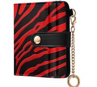 GuoChe Women's Small Folding Wallet Convenient PU Leather Wallet for Men Women Travel, Red zebras Tigris Animal Print, One Size, Modern