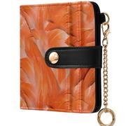 GuoChe Women's Small Folding Wallet Convenient PU Leather Wallet for Men Women Travel, Vibrant Orange Flamingo Feather, One Size, Modern
