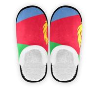GuoChe Women's Spa Slippers House Shoes Coral Fleece Non-Slip Comfortable Portable Slippers Home Indoor M, Flag Eritrea Accurate Dimensions, Medium