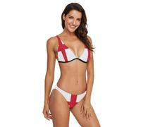 GuoChe Women's Two Piecing Bikini Set Summer Beach Removable Padded Bra, Flag of England, S