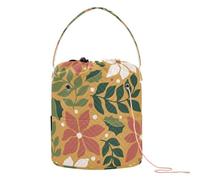 GuoChe Yarn Bag Merry Christmas Red Flowers Leaves Bags For Crocheting Portable Storage Bag for Needle Holder Knitting Crochet