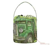 GuoChe Yarn Bag St. Patrick's Day Lucky Green Clover Truck Crochet Knitting Bag Portable Storage Bags for Knitting Needle Crochet Accessory