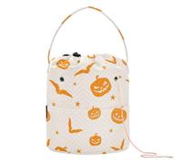 GuoChe Yarn Bags Happy Halloween Gold Pumpkins Bats Crochet Hook Case Portable Needle Storage for Knitting Needle Crochet Backpack, Happy Hallow171een, 11" x 8.3" x 8.3", Retro