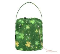 GuoChe Yarn Bags St. Patrick's Day Lucky Green Clover Crochet Bags Totes Portable Yarn Tote for Crochet Tool Knitting Accessory