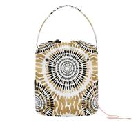 GuoChe Yarn Storage Bag abstract Gold Black Circles White Knitting Needle Organizer with Holes Storage Bag for Yarn Balls Travel Accessory