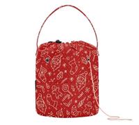GuoChe Yarn Storage Bag Merry Christmas Holiday Red Crochet Project Bags with Holes Craft Bag for Knitting Tools Yarn Craft