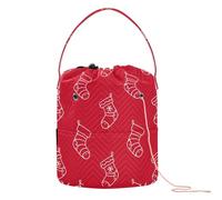 GuoChe Yarn Storage Merry Christmas Holiday Red Yarn Carrier Bag Portable Craft Bag for Crochet Tool Travel Accessory