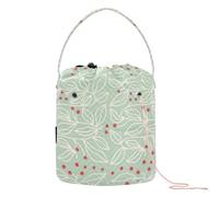 GuoChe Yarn Storage Merry Christmas Light Green Leaves Crochet Project Bags with Holes Craft Bag for Knit Crochet Crochet Craft, Merry Christmas173, 11" x 8.3" x 8.3", Retro