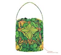 GuoChe Yarn Storage St. Patrick's Day Lucky Green Clover Crochet Bag Kit Portable Crochet Tote for Yarn Balls Knitting Storage
