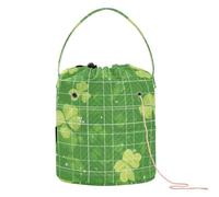 GuoChe Yarn Storage St. Patrick's Day Lucky Green Clover Crochet Bag Kit with Holes Craft Bag for Knitting Tools Craft Storage