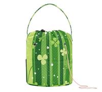 GuoChe Yarn Storage St. Patrick's Day Lucky Green Clover Yarn Storage Organizer Portable Needle Storage for Knitting Kit Crochet Accessories