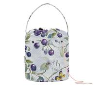 GuoChe Yarn Storage Sweet Berry Fruit Purple Grey Knitting Tote Bag with Holes Storage Bags for Knitting Needle Crochet Organizers