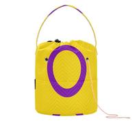 GuoChe Yellow Purple Circle Abstract Design Crochet Yarn Bag Crochet Bag Organizer Portable Yarn Tote for Knitting Tool Yarn Craft