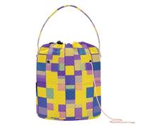 GuoChe Yellow Purple Grid Crochet Bag Knitting Bag Yarn Storage Portable Yarn Tote for Needle Holder Knitting Project