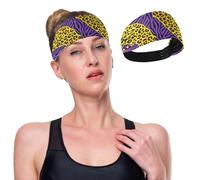 GuoChe Yellow-purple Leopard Print Cooling Gym Headband Stretchy Head for Women for Gym Daily Use Gym Basketball