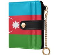 GuoChe Zambia Flag Women's Leather Folding Wallet Convenient Everyday PU Leather Wallet for Women Boys Girls, National Flag of Azerbaijan, One Size, Modern
