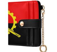 GuoChe Zambia Flag Women's Leather Folding Wallet Convenient Everyday PU Leather Wallet for Women Boys Girls, National Flag of Angola, One Size, Modern