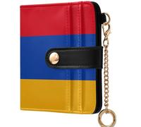GuoChe Zambia Flag Women's Leather Folding Wallet Convenient Everyday PU Leather Wallet for Women Boys Girls, National Flag of Armenia, One Size, Modern
