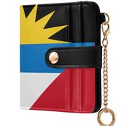 GuoChe Zambia Flag Women's Leather Folding Wallet Convenient Everyday PU Leather Wallet for Women Boys Girls, National Flag of Antigua and Barbuda, One Size, Modern