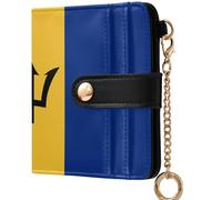 GuoChe Zambia Flag Women's Leather Folding Wallet Convenient Everyday PU Leather Wallet for Women Boys Girls, National Flag of Barbados, One Size, Modern