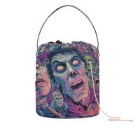 GuoChe Zombie - Filled Halloween Scene Crochet Yarn Bag Yarn Travel Bag Portable Crochet Tote for Crochet Knit Travel Knitting