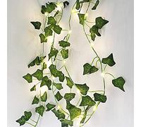 GUOCHENG 20Leds Ivy Vine Fairy Lights with Timer, 2M Artificial Leaf Hanging Garland Battery Power Light Strings for Wedding Bouquets Party Event Home Wall Decor-Ivy