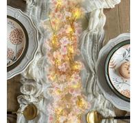 GUOCHENG 2Pack 1.8m Cherry Blossom Garland Fairy Lights, Cherry Blossom String Light with Timer, Artificial Silk Flower Vines Hanging Decor, Pink Sakura Garland for Wedding Home Wall Indoor Decoration