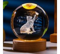 GUOCHENG 3D Crystal Ball Night Light, 3D Kitten LED Children's Lamp, Cat in Glowing Planets Globe, Gift for Puss Lover(Cat)