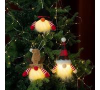 GUOCHENG 3pcs Christmas Ornaments, Cute Gnomes Light Xmas Tree Decorations, Santa Claus Plastic Hanging Ornaments for Christmas Tree, DIY Hanging Dwarf Lights Decor