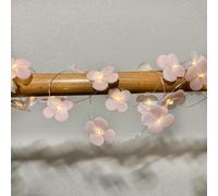 GUOCHENG 5M 50LEDs Hydrangea Petals String Light, Real Touch Fake Hydrangea Fairy Lights, Battery Power with Timer Realistic Faux Flower Strings for Bedroom Home Wall Decor (Pink)