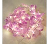 GUOCHENG 5M 50LEDs Hydrangea Petals String Light, Real Touch Hydrangea Fairy Lights, Battery Power with Timer Realistic Faux Flower Strings for Bedroom Home Wall Decor (Purple)