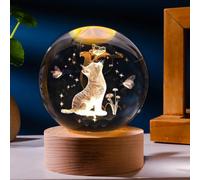 GUOCHENG Cat Crystal Ball Night Lights, 3D Kitty Crystal Globe with Warm LED Lamps, Lovely Cat Lighting for Bedroom Nursery, Gift for Cat's Lovers (Kitty)