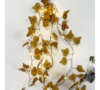 GUOCHENG Ivy Fairy String Lights, 2M 20LEDs Artificial Leaf Garland Light Strings with Timer, English Ivy Vine Lights for Wedding Balcony Wall Bedroom Home Decor(Autumn)