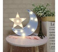 GUOCHENG Lovely Moon&Star Night Light Set Battery Operated LED Star Marquee Sign Decorative Moon Table Lamps for Baby Children Bedroom Nursery, Christmas Birthday Gifts(Blue Moon&White Star)