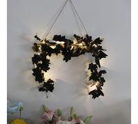 GUOCHENG Maple Leaf String Lights 1.7M 20 LED Autumn Leaf Garland Light for Thanksgiving, Halloween, Indoor Vine Fairy String Lights Decor(Black Maple)