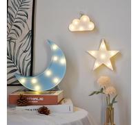 GUOCHENG Moon Star Cloud Night Light Set Battery Operated LED Marquee Sign Decorative Night Table Lamps for Baby Children Bedroom Nursery