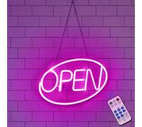 GUOCHENG Neon Open Sign Decorative Led Illuminated Letter Lights Pre-Lit Shop Sign - Neon Light Up Sign for Store Restaurant Cafes(Pink)