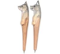 Guochenxi168 Gel Pens Black Ink Fine Point Smooth Writing Pens, Hand Carved wolf Shape Wooden Pen Cute Office School Supplies