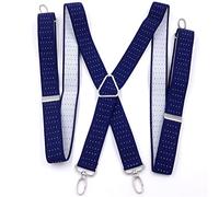 Guochenxi168 Mens 4 Metal Hooks X Back Style Adjustable Wide Elastic Braces Suspenders DM-21 (Blue)