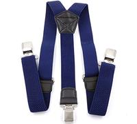 Guochenxi168 Short Men's Adjustable Braces, 4cm Wide Heavy Duty Suspenders with Strong Clips, Elastic Trousers Braces DM-30 (Blue)