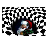 GUOCU Christmas Optical Illusions Carpet 3D Square Vortex Illusion Rug Stereo Vision Carpet Anti-Slip Floor Mat Bath Mats Seat Pad Living Room Rugs Non-Woven Doormat for Bedroom Kitchen H 50x80CM