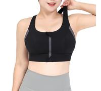 GUOCU High Impact Sports Bras for Women Zipper Front Closure Wireless Workout Bra with Pads Full Coverage Gym Running Yoga Crop Tank Tops Vest Wide Shoulder Straps Bralettes C 3XL