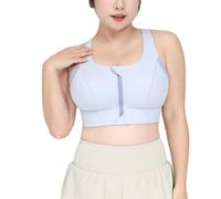 GUOCU High Impact Sports Bras for Women Zipper Front Closure Wireless Workout Bra with Pads Full Coverage Gym Running Yoga Crop Tank Tops Vest Wide Shoulder Straps Bralettes A 3XL