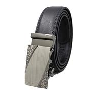 GUOCU Mens Leather Belt With Automatic Buckle Business Casual Adjustable Waist Strap Multiple Styles For Working Sports Outdoor Activities,Black 18,120cm