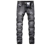 GUOCU Men's Motorcycle Jeans Motorcycle Cargo Trousers Stretch Skinny Jeans Biker Denim Jean Pants with Protective Lining Motocross Trousers Straight Cowboy Riding Pants Combat Trousers B 36W