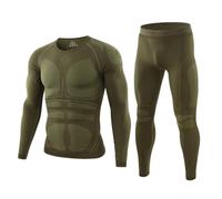 GUOCU Mens Thermal Set 2 Pieces Sport Warm Seamless Underwear Long Sleeve Tops Long Johns Thermal Base Layer Bottoms for Men for Home Leisure, Winter Activities, Skiing, Hiking, Running A XXL