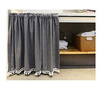 GUOCU Nordic Blue Gray Stripe Patchwork Rustic Curtain Half Kitchen Curtain under the sink Short Valance Window Curtains with Rod Pocket for Small Window Bistro Restaurant Grey