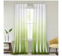 GUOCU Ombre Sheer Curtain Voile Drapes with Fantastic Gradient Color Sheer Window Curtains Elegant Window Voile Panels/Drapes/Treatment for Bedroom Living Room Green 100X96|254X243cm(1 Panel)
