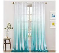 GUOCU Ombre Sheer Curtain Voile Drapes with Fantastic Gradient Color Sheer Window Curtains Elegant Window Voile Panels/Drapes/Treatment for Bedroom Living Room Blue 52X84|132X213cm(1 Panel)