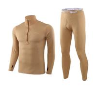 GUOCU Outdoor Sports Thermal Underwear Mens Cosy Long Sleeve Base Layer Set Winter 1/4 Zipper Thermals Top and Bottom for Workout Skiing Running C L